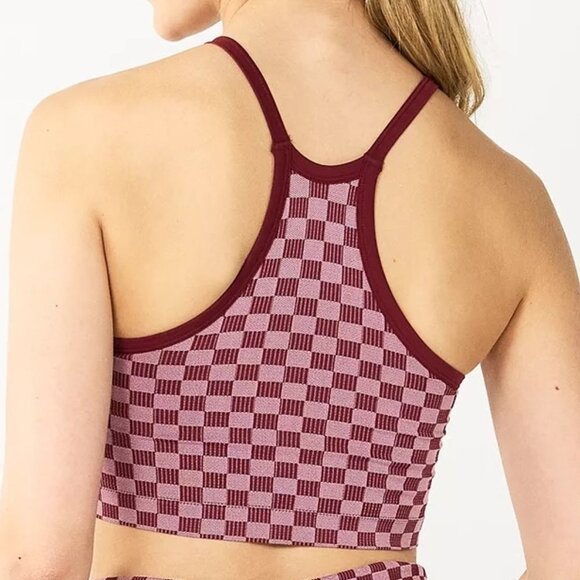 SO Bundle of 2 Checkered High Neck Seamless Bra or Cropped Tank Juniors XL NWT - Picture 3 of 10